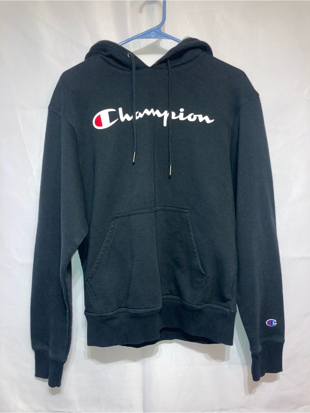 Champion Black Hoodie with Script Logo